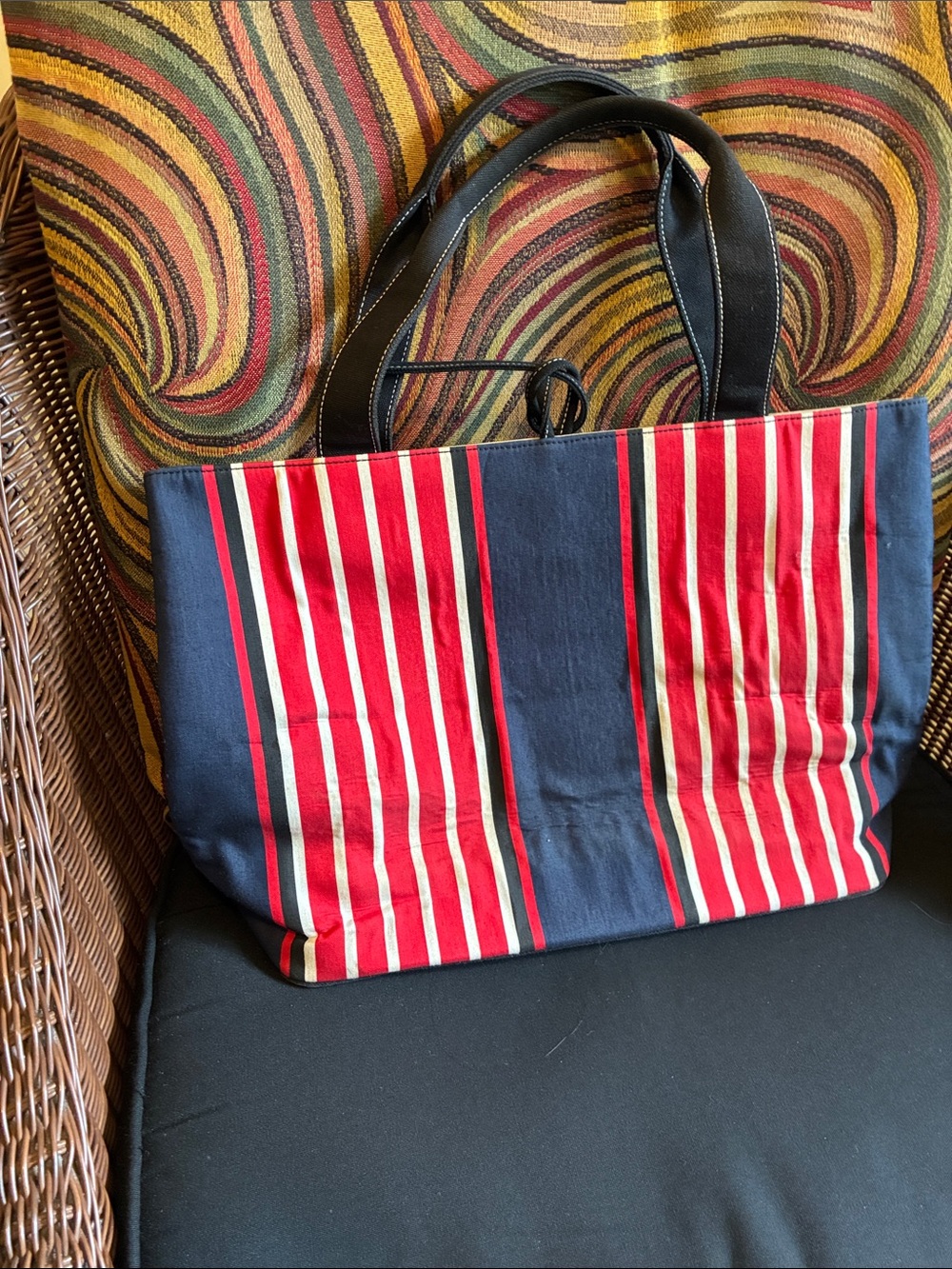 kate spade Navy and Red Striped Canvas Tote - Picture 2 of 10